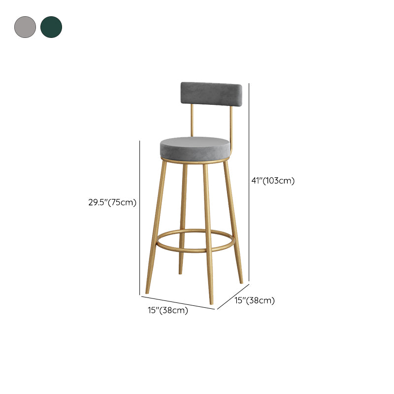 Metal Low Back Dining Stools Contemporary Armless Bar Stools with Cushion