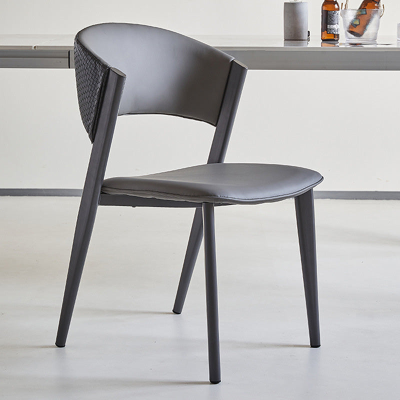 Industrial Armless Kitchen Dining Side Chair Faux Leather Side Chair