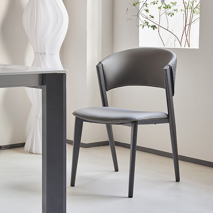 Industrial Armless Kitchen Dining Side Chair Faux Leather Side Chair