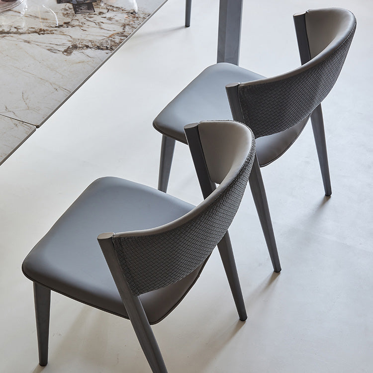 Industrial Armless Kitchen Dining Side Chair Faux Leather Side Chair