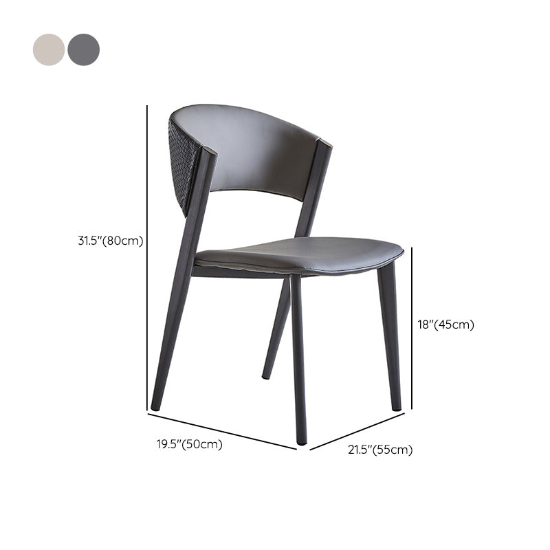 Industrial Armless Kitchen Dining Side Chair Faux Leather Side Chair