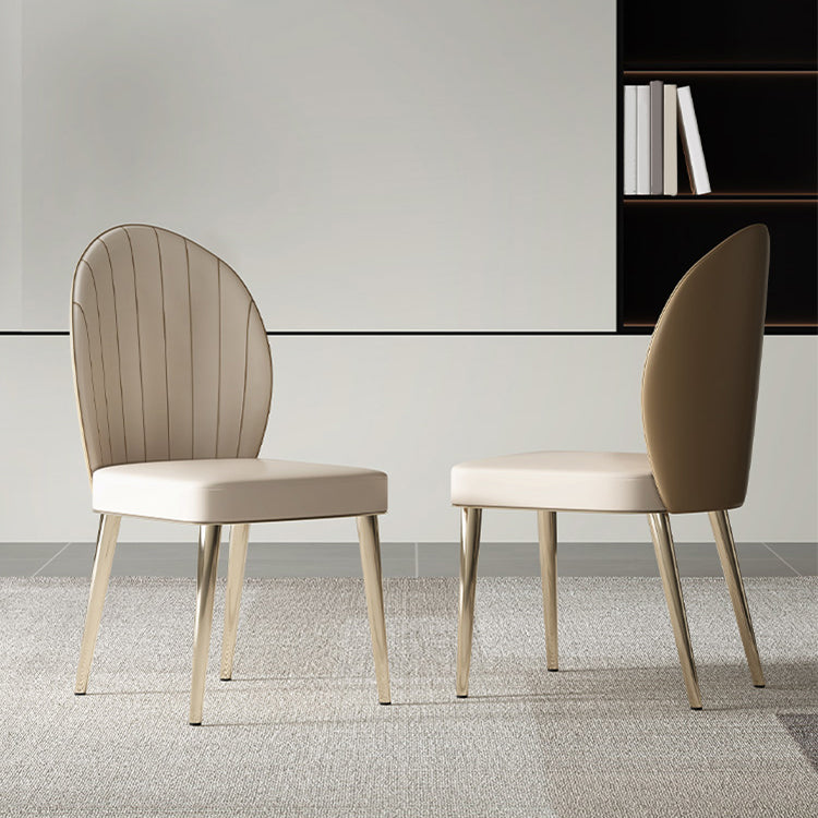 Glam Faux Leather Side Chair Indoor Upholstered Armless Dining Chair