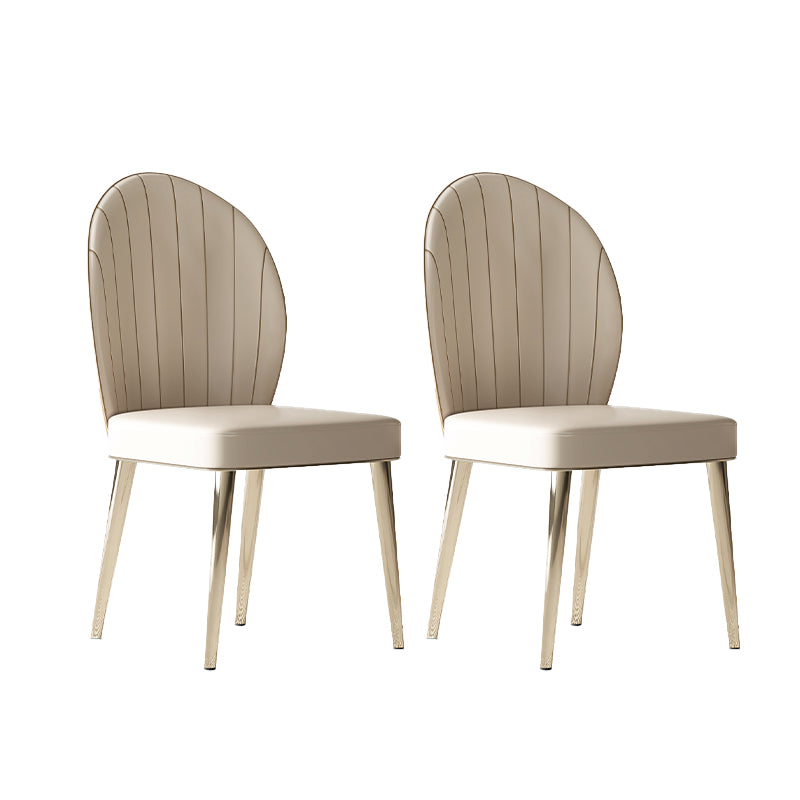 Glam Faux Leather Side Chair Indoor Upholstered Armless Dining Chair