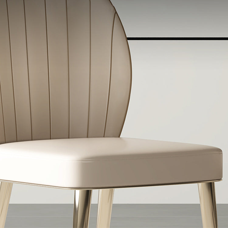 Glam Faux Leather Side Chair Indoor Upholstered Armless Dining Chair