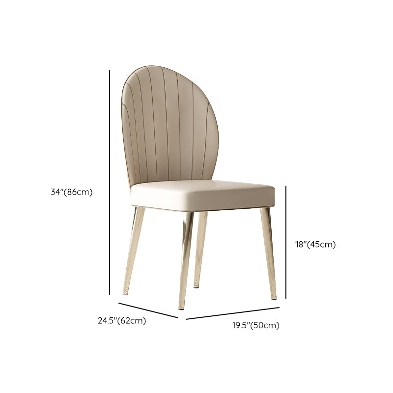 Glam Faux Leather Side Chair Indoor Upholstered Armless Dining Chair