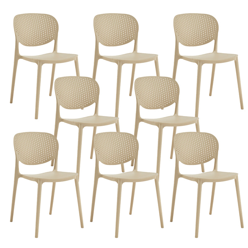 Indoor-Outdoor Plastic Dining Chair Open Back Stacking Side Chair