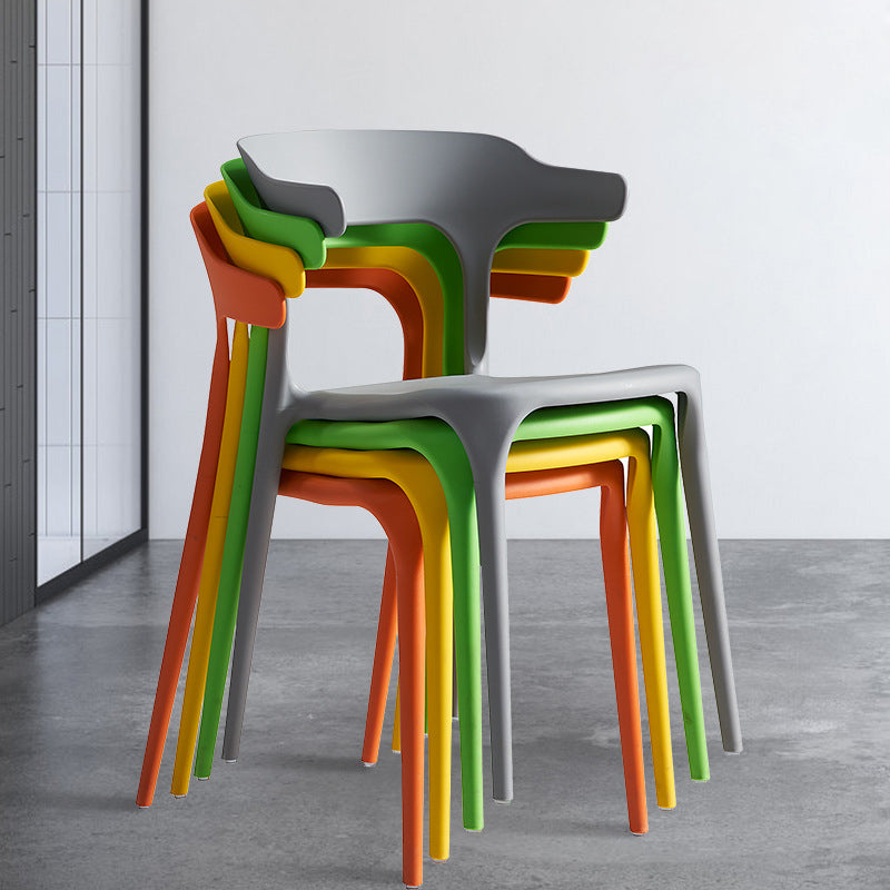 Home Stacking Dining Chair Armless Open Back Plastic Side Chair