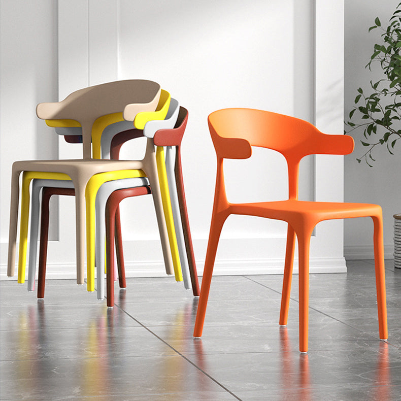Home Stacking Dining Chair Armless Open Back Plastic Side Chair