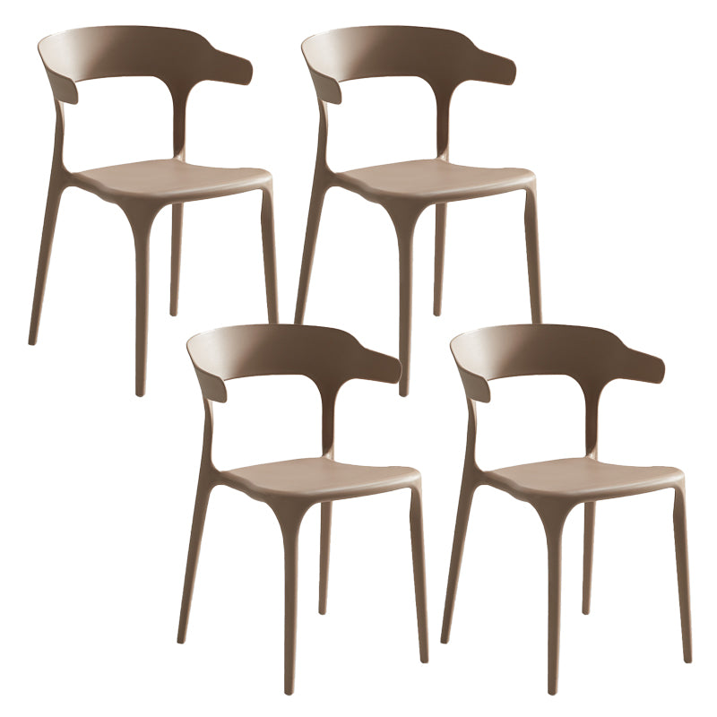 Home Stacking Dining Chair Armless Open Back Plastic Side Chair