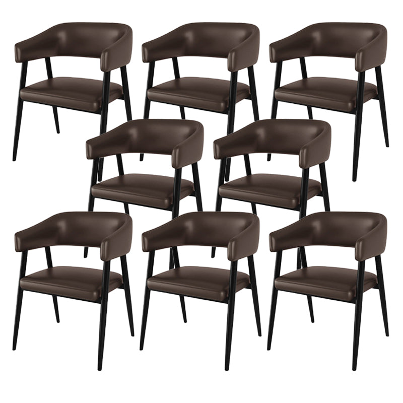 Contemporary Kitchen Dining Side Chair Faux Leather Open Back Dining Side Chair