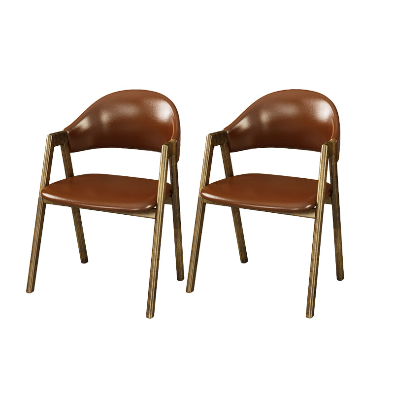 Glam Faux Leather Kitchen Dining Side Chairs Open Back Dining Side Chair