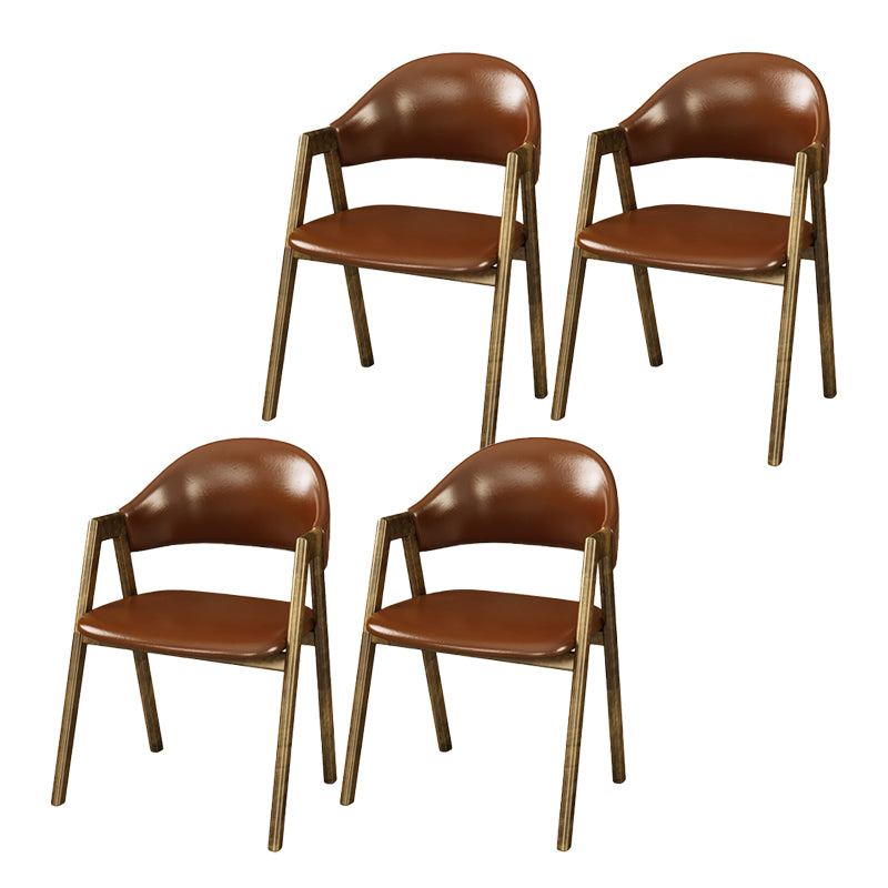 Glam Faux Leather Kitchen Dining Side Chairs Open Back Dining Side Chair