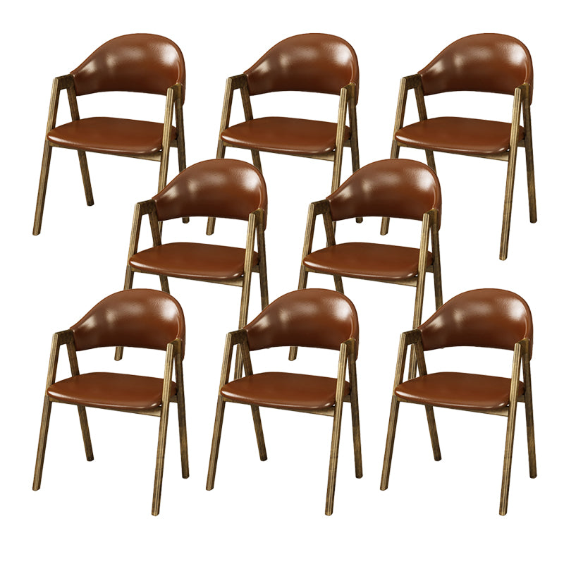 Glam Faux Leather Kitchen Dining Side Chairs Open Back Dining Side Chair