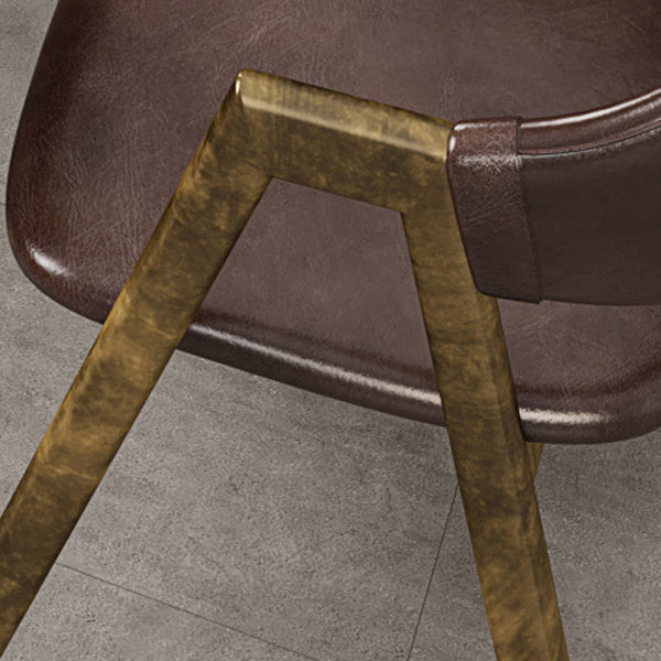 Glam Faux Leather Kitchen Dining Side Chairs Open Back Dining Side Chair