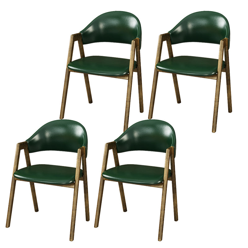 Glam Faux Leather Kitchen Dining Side Chairs Open Back Dining Side Chair