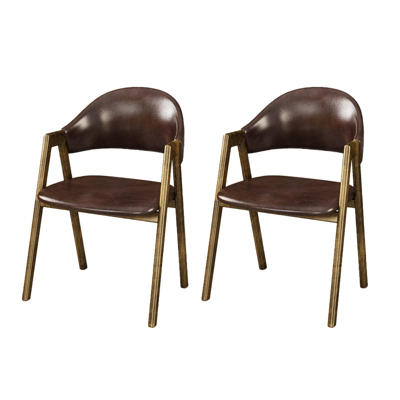 Glam Faux Leather Kitchen Dining Side Chairs Open Back Dining Side Chair