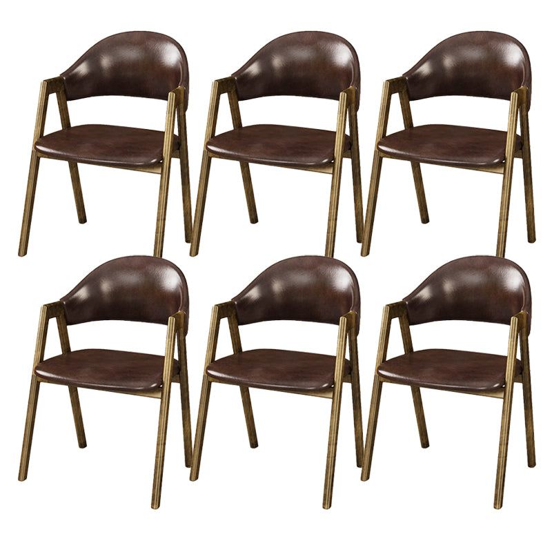Glam Faux Leather Kitchen Dining Side Chairs Open Back Dining Side Chair