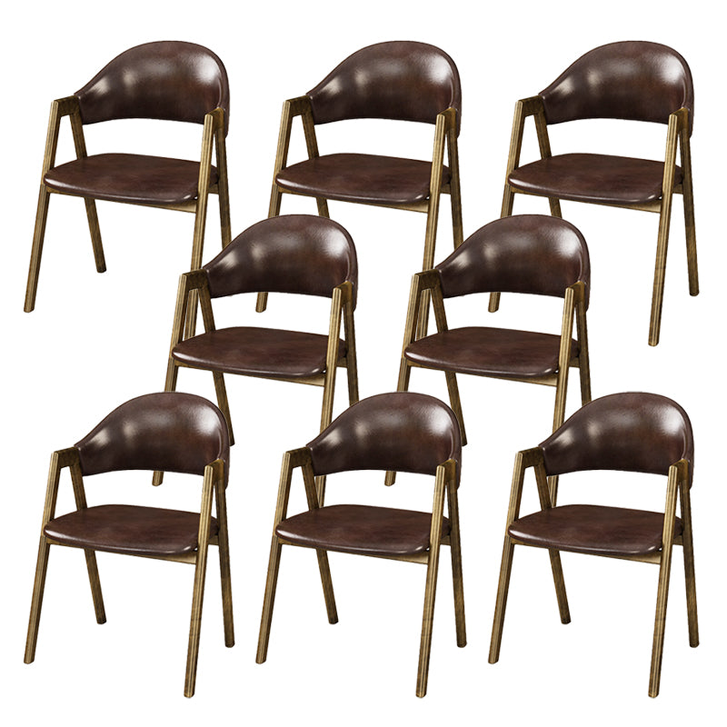 Glam Faux Leather Kitchen Dining Side Chairs Open Back Dining Side Chair