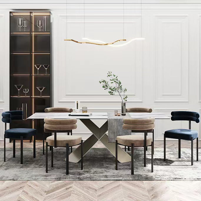 Modern Armless Dining Chairs Home Kitchen Velvet Side Chairs