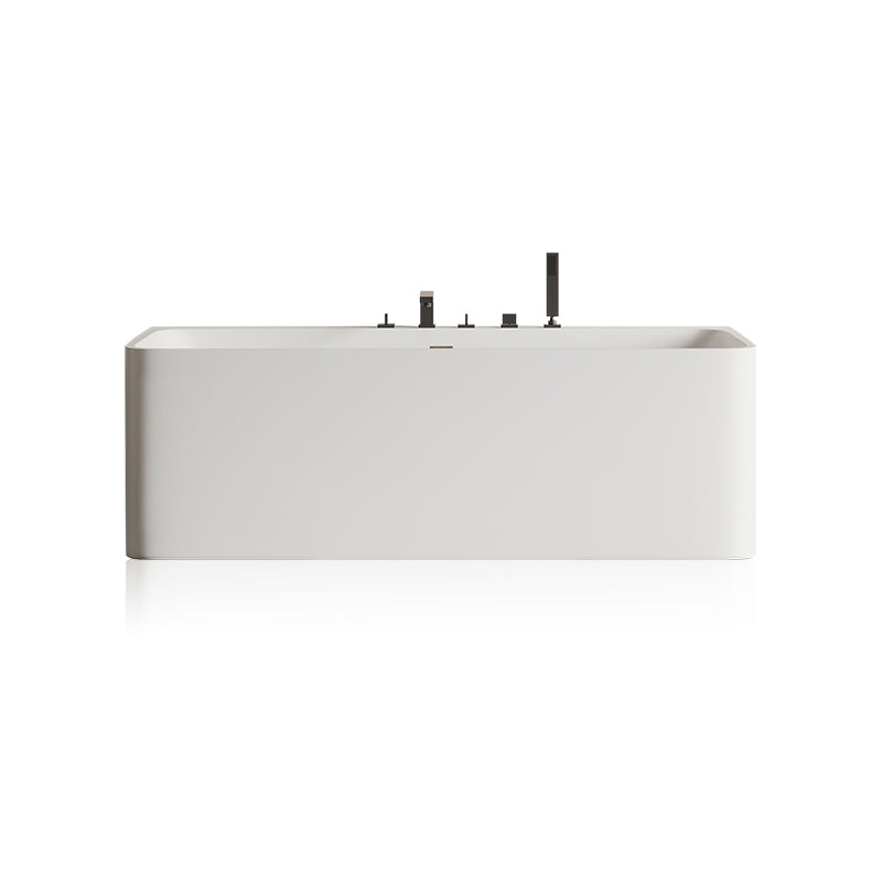 Modern Soaking Stone Bathtub Rectangle Back to Wall Bathtub with Faucet
