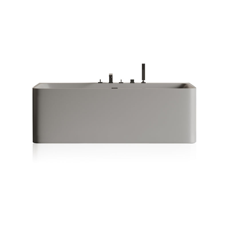 Modern Soaking Stone Bathtub Rectangle Back to Wall Bathtub with Faucet