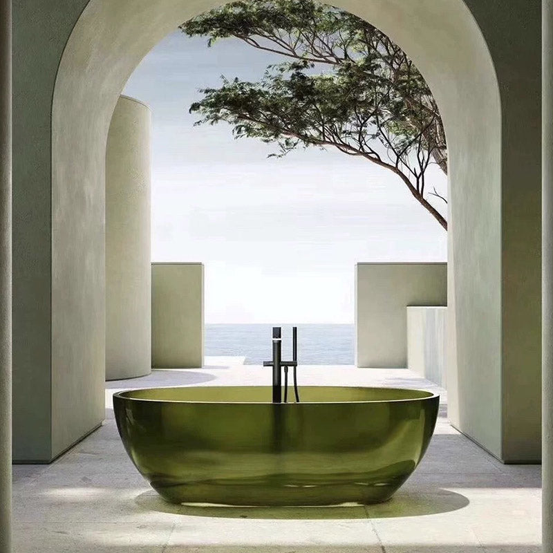 Modern Ellipse Bathtub Acrylic Freestand Soaking Bathtub with Drain Bath Tub