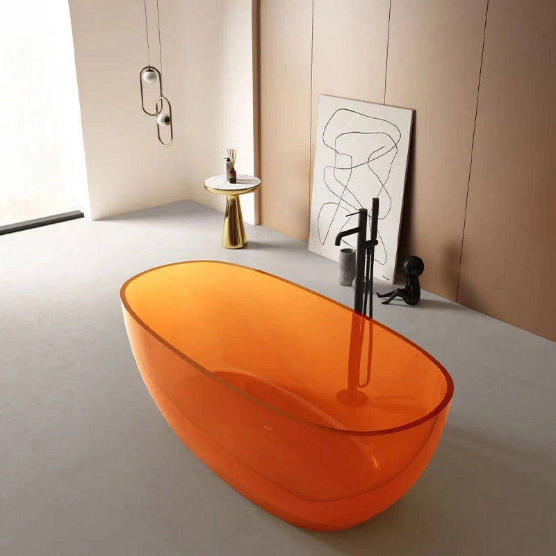 Modern Ellipse Bathtub Acrylic Freestand Soaking Bathtub with Drain Bath Tub