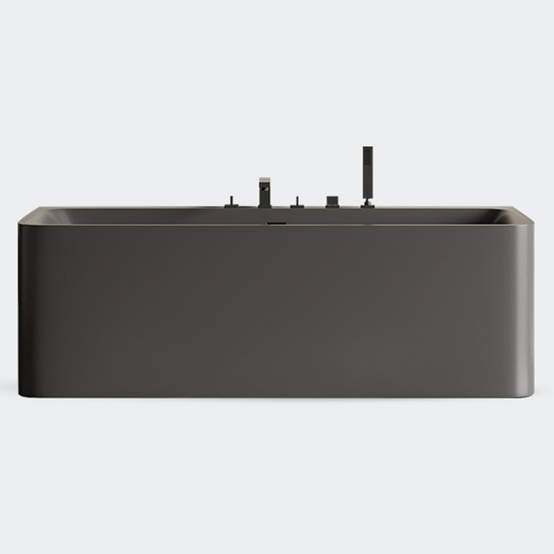 Modern Stone Soaking Bathtub Rectangle Back to Wall Bathtub With Faucet