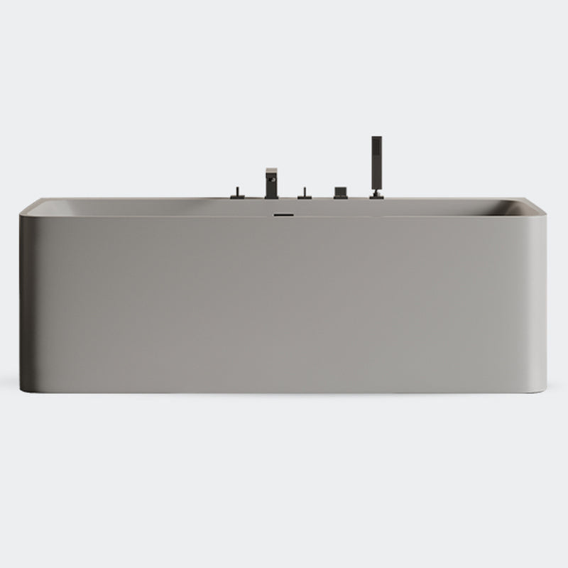 Modern Stone Soaking Bathtub Rectangle Back to Wall Bathtub With Faucet
