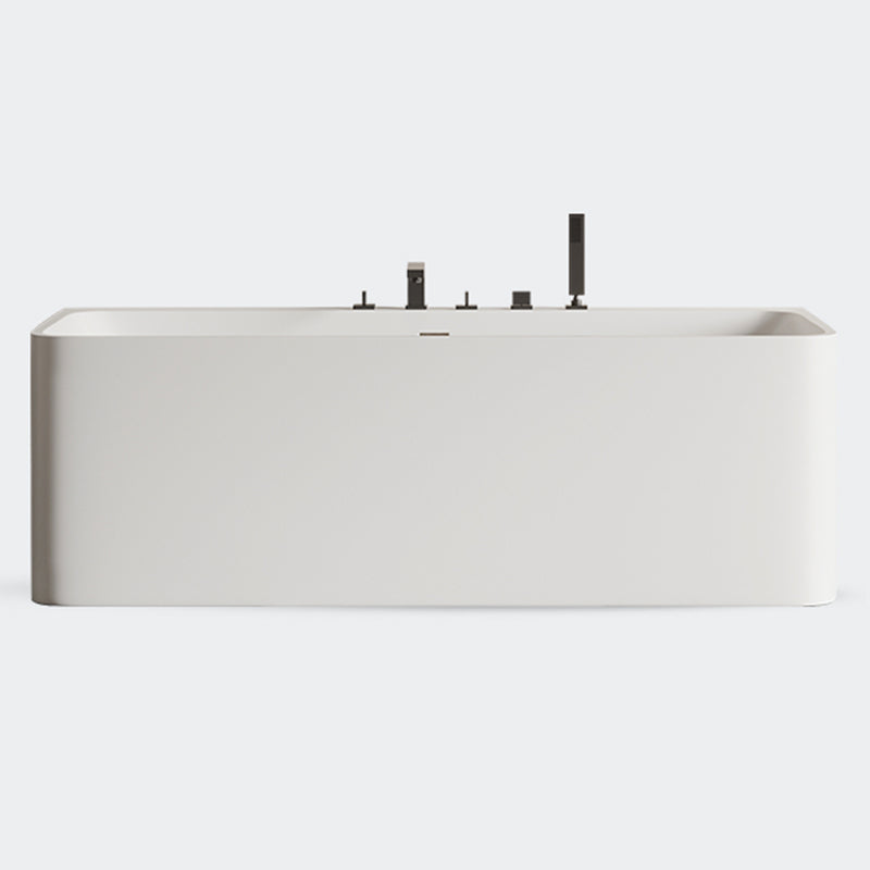 Modern Stone Soaking Bathtub Rectangle Back to Wall Bathtub With Faucet