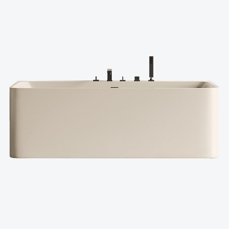 Modern Stone Soaking Bathtub Rectangle Back to Wall Bathtub With Faucet