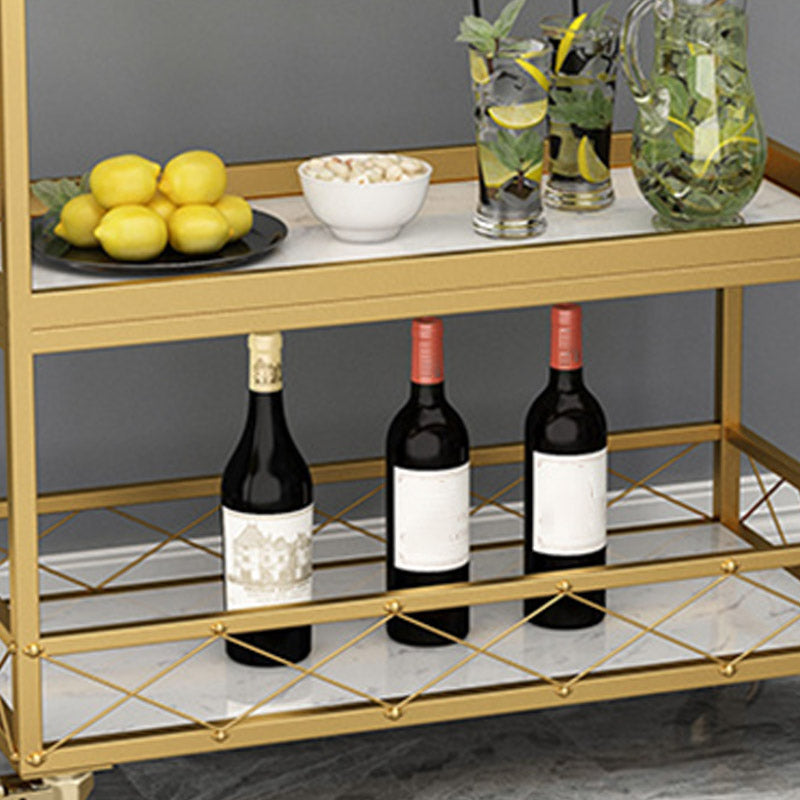 Marble Home Dining Kitchen Trolley Rectangular Prep Table with Towel Rack