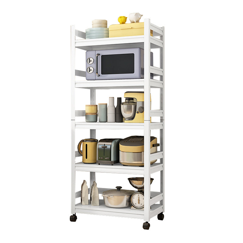 Modern Metal Kitchen Island Table Open Storage Prep Table in White