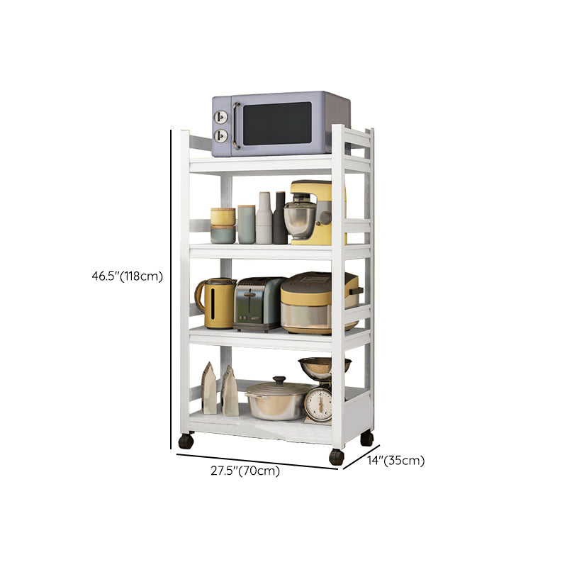 Modern Metal Kitchen Island Table Open Storage Prep Table in White