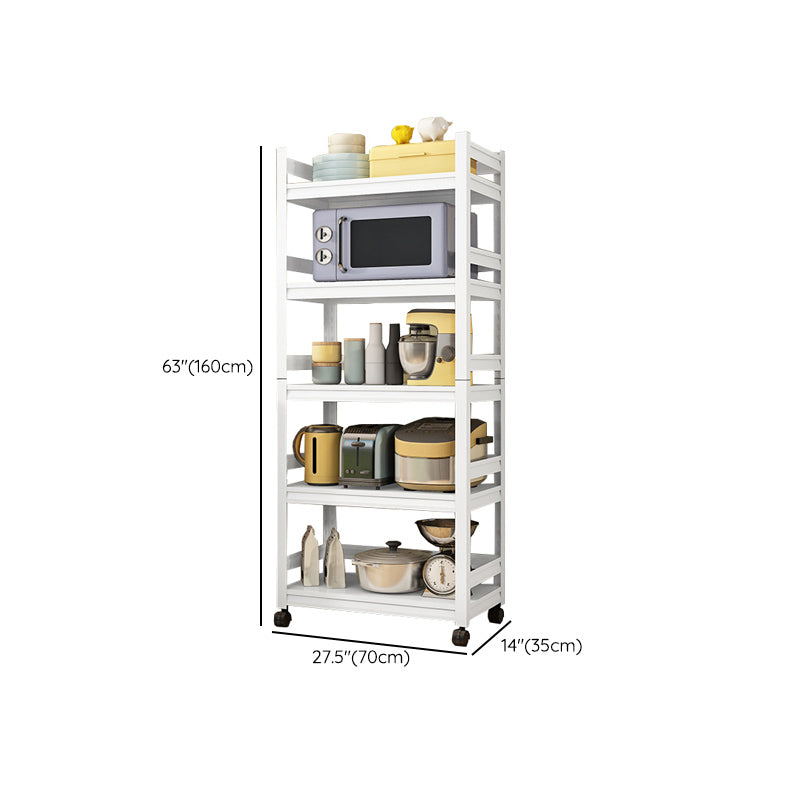 Modern Metal Kitchen Island Table Open Storage Prep Table in White