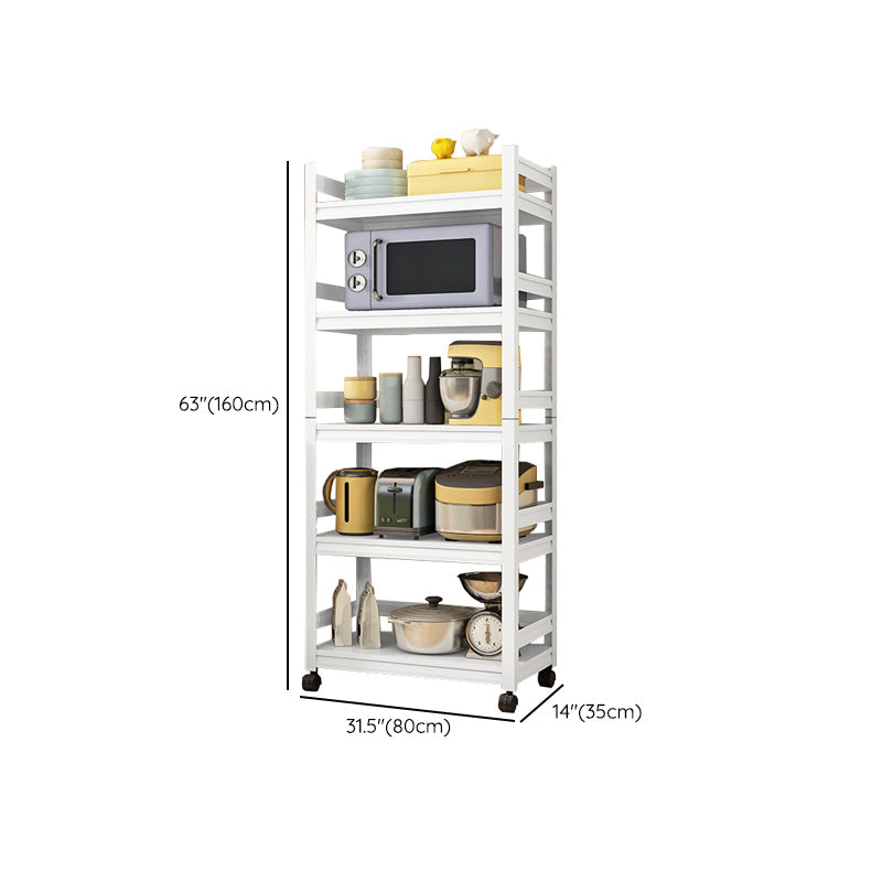 Modern Metal Kitchen Island Table Open Storage Prep Table in White