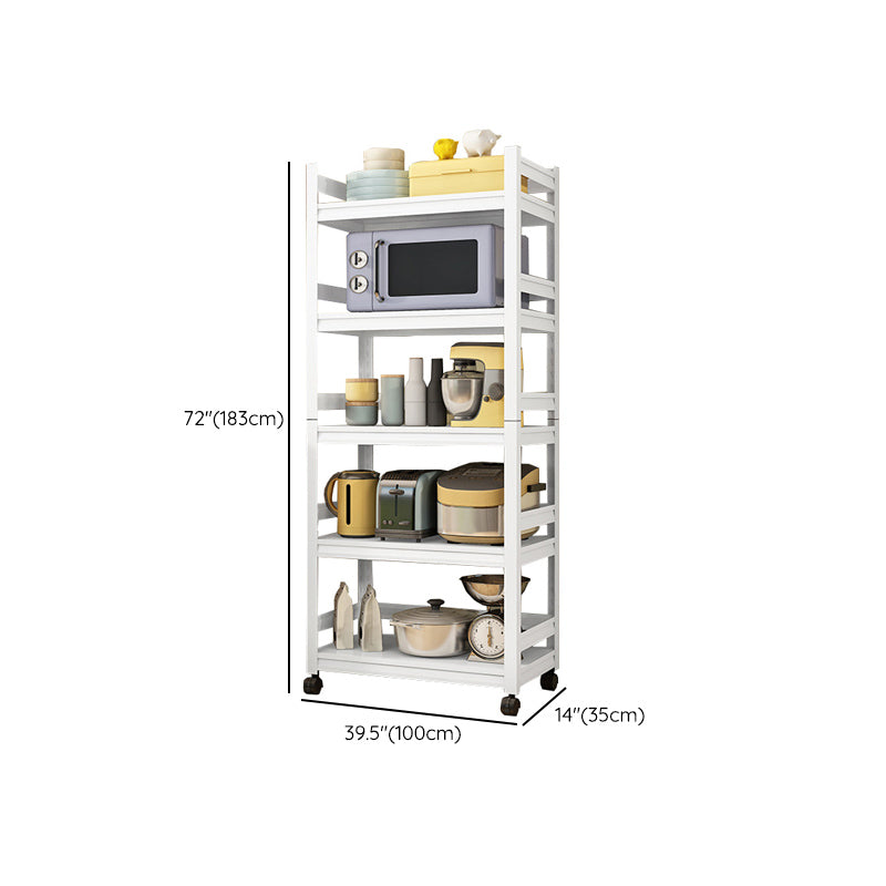 Modern Metal Kitchen Island Table Open Storage Prep Table in White