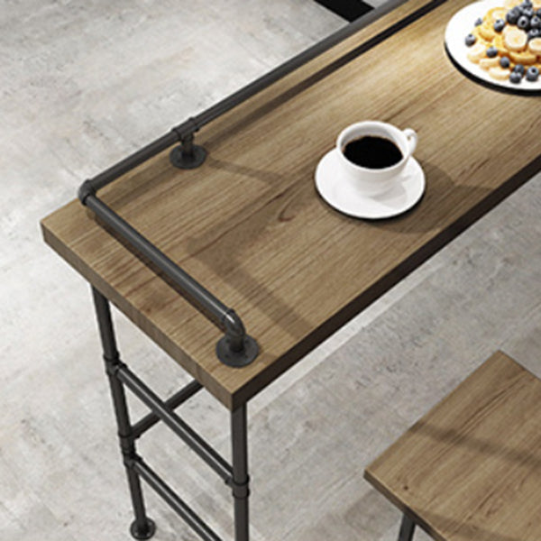 Modern 1/3/4 Pieces Bar Table Set Rectangle Pine Wood Counter Table with High Stools