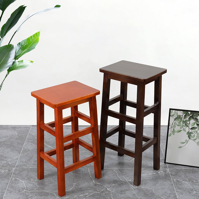 Solid Wood Bar Stool Counter Armless Backless Stool for Living Room