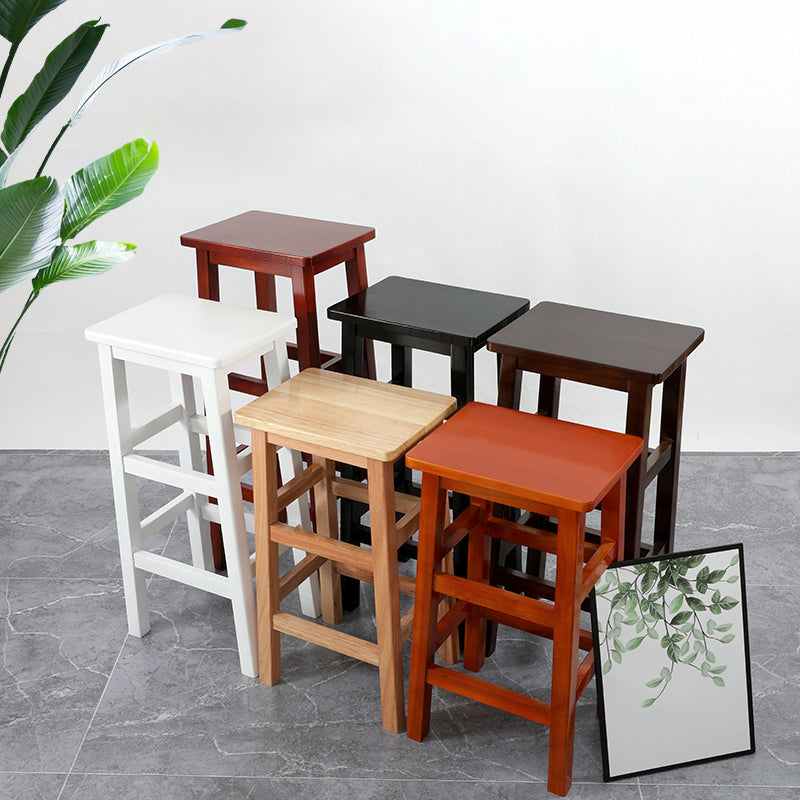 Solid Wood Bar Stool Counter Armless Backless Stool for Living Room