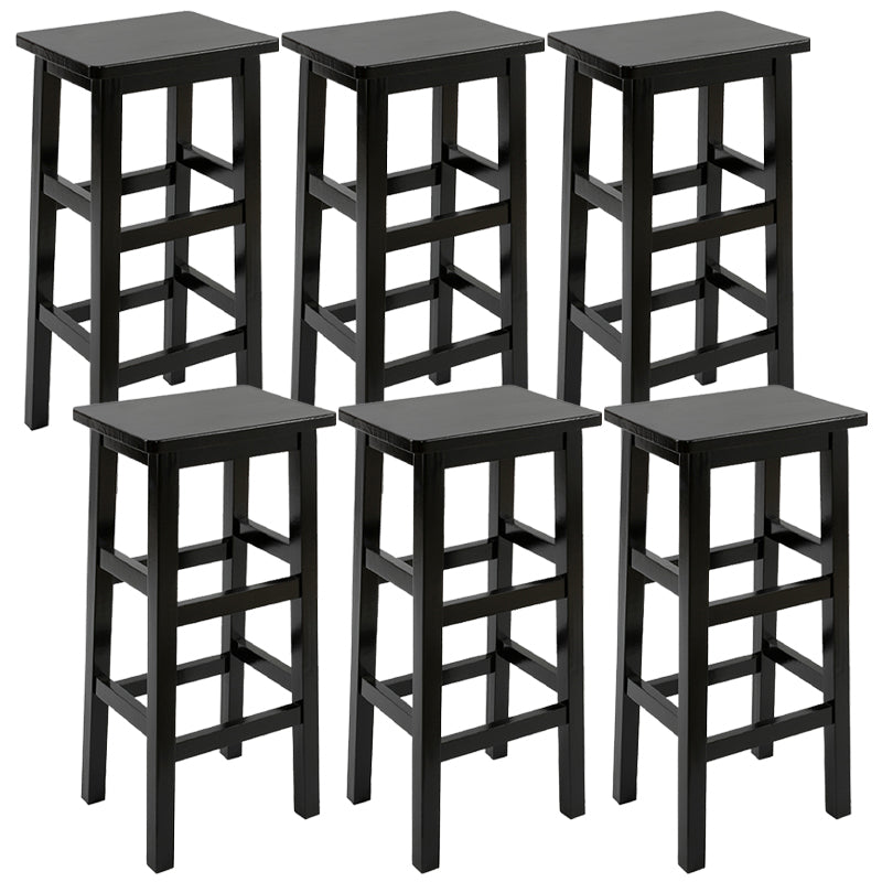 Solid Wood Bar Stool Counter Armless Backless Stool for Living Room