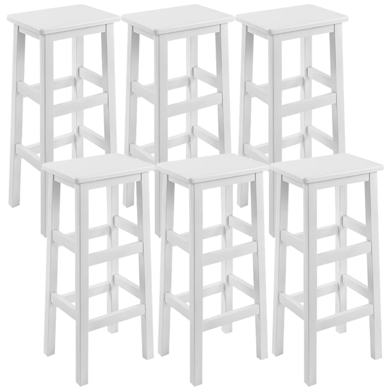 Solid Wood Bar Stool Counter Armless Backless Stool for Living Room