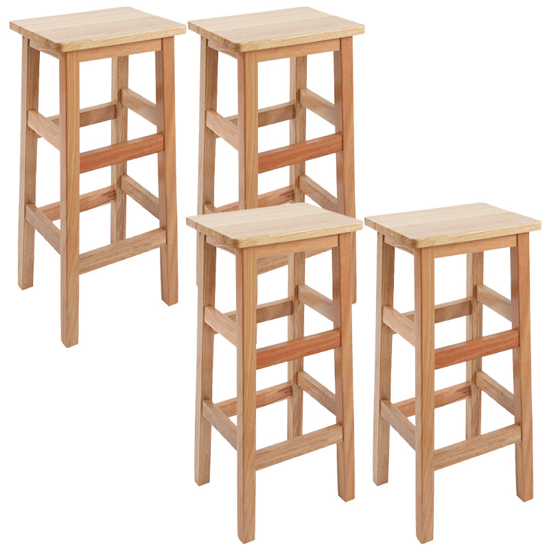 Solid Wood Bar Stool Counter Armless Backless Stool for Living Room
