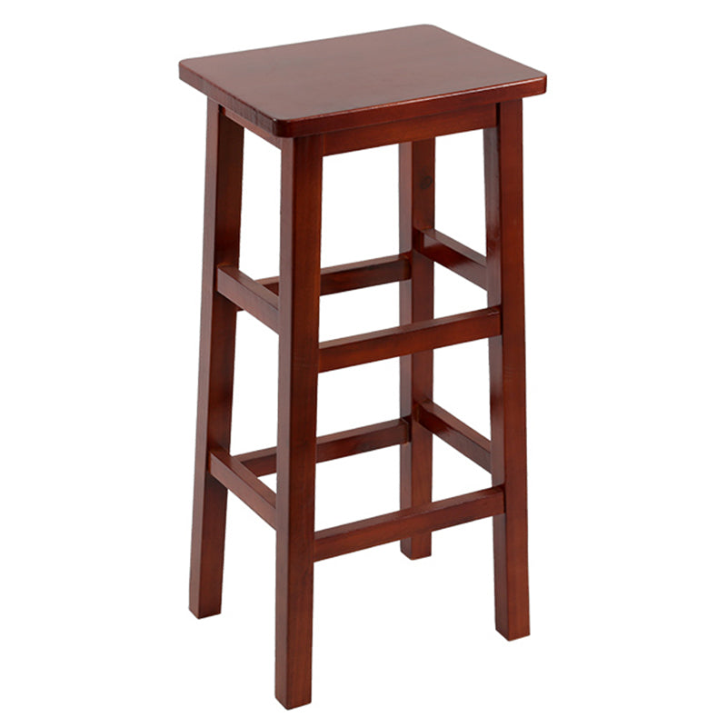 Solid Wood Bar Stool Counter Armless Backless Stool for Living Room