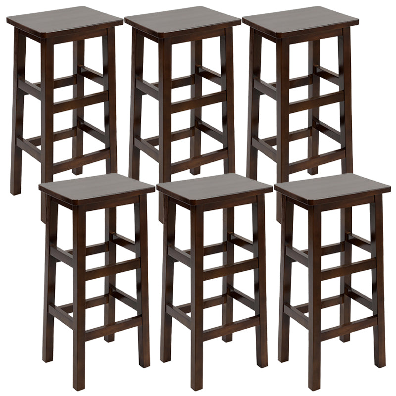 Solid Wood Bar Stool Counter Armless Backless Stool for Living Room