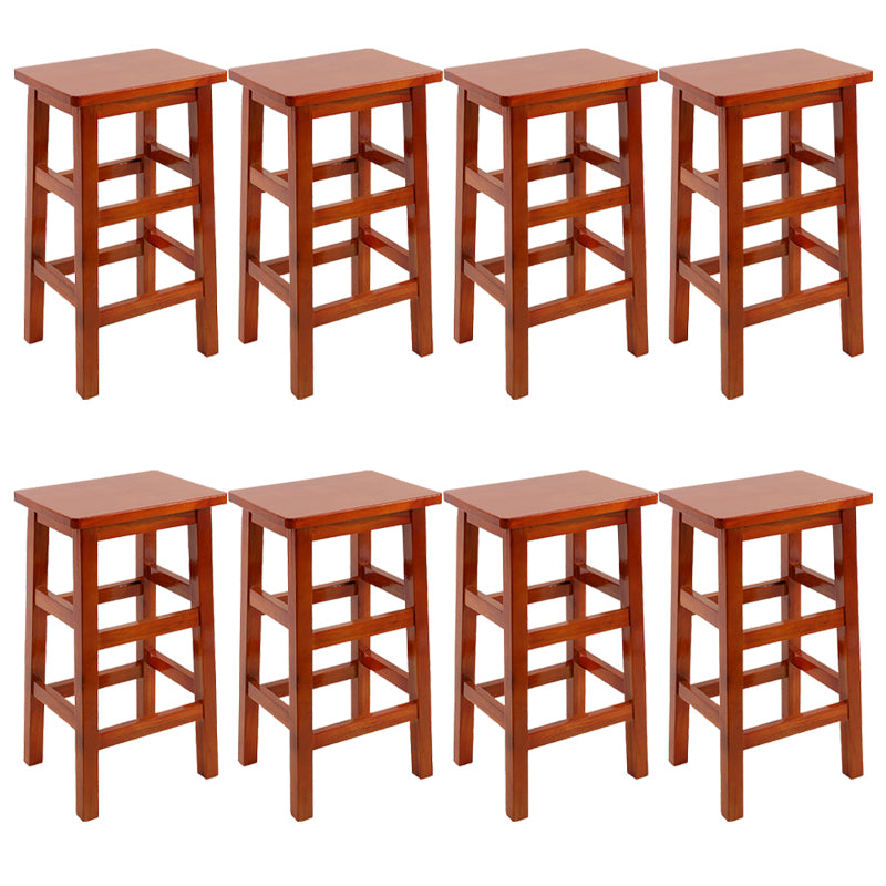 Solid Wood Bar Stool Counter Armless Backless Stool for Living Room