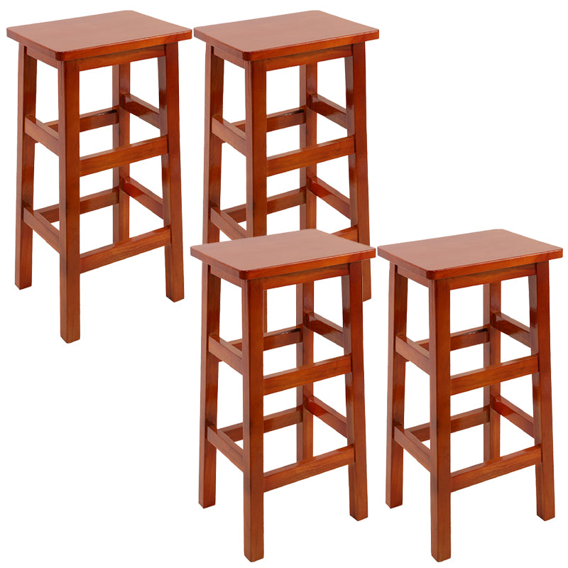 Solid Wood Bar Stool Counter Armless Backless Stool for Living Room