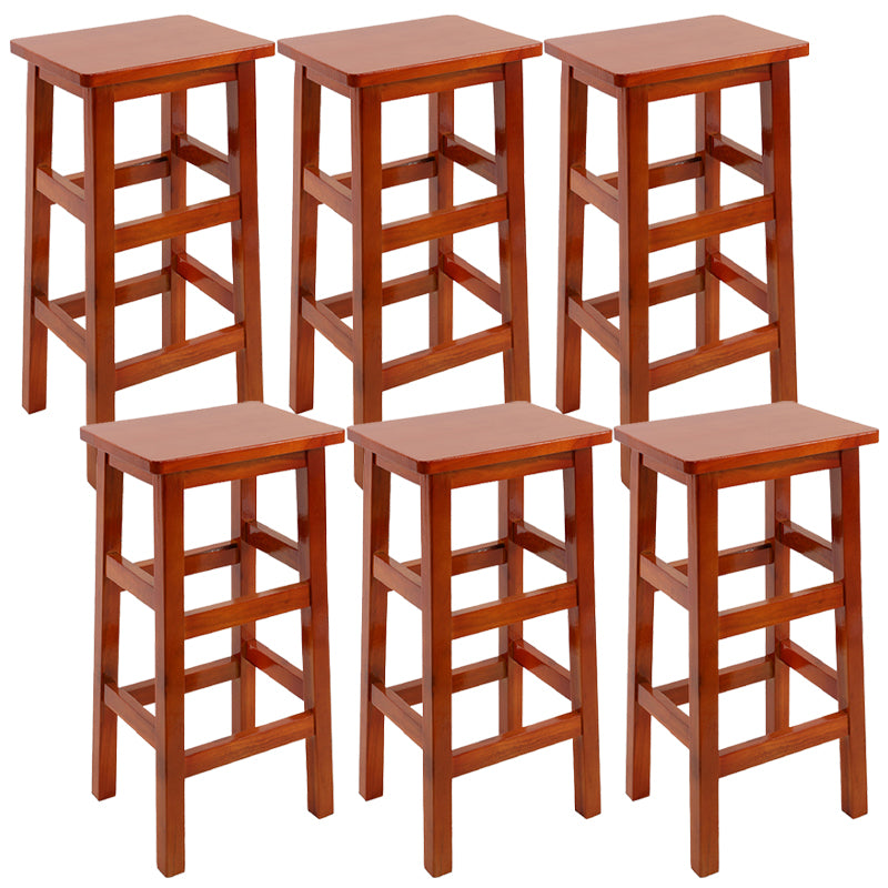 Solid Wood Bar Stool Counter Armless Backless Stool for Living Room