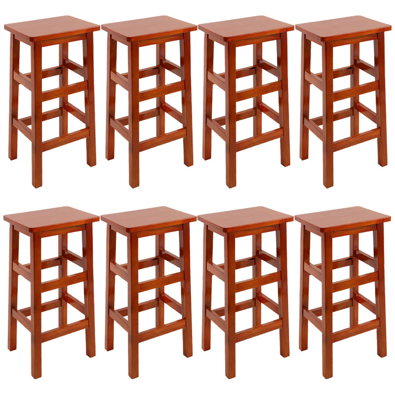 Solid Wood Bar Stool Counter Armless Backless Stool for Living Room