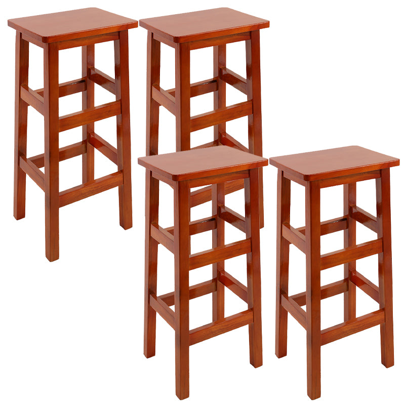 Solid Wood Bar Stool Counter Armless Backless Stool for Living Room